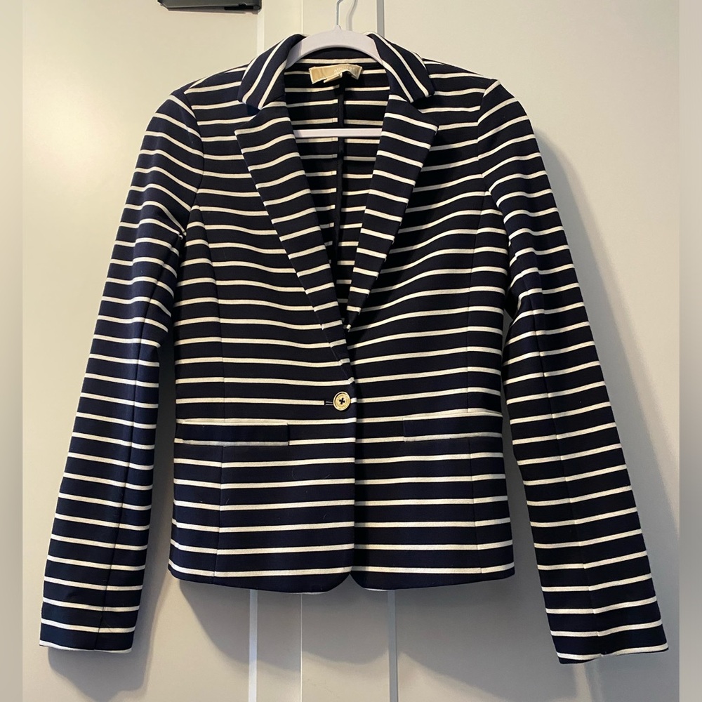 Michael Kors navy blue&white striped blazer jacket